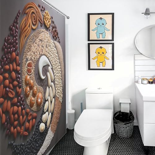 Rideau de douche imperméable anti-éclaboussures 183x183cm lavable de bain - 3