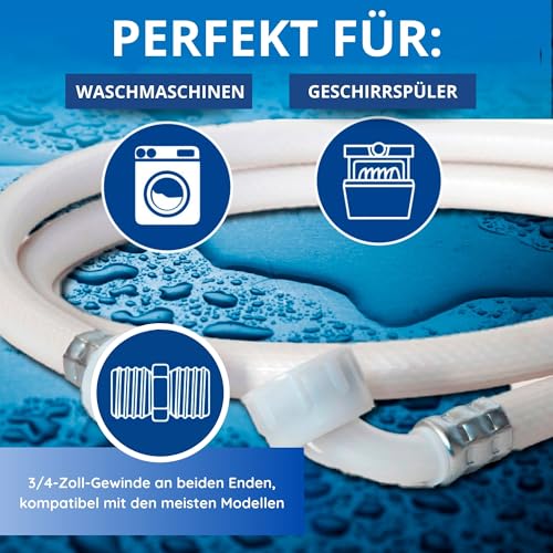 ELECTROHOGAR Schlauch für Waschmaschinen und Geschirrspüler | Von 1,5M bis 6M | Universalschlauch für Wassereinlass | Standardgewinde Kompatibel Mit Allen Marken: Bosch, Siemens, Miele...(2,5M)