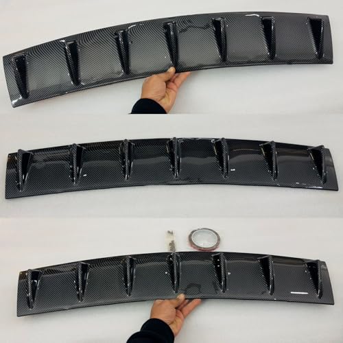 Image of 7-Wing Glossy Carbon ABS Deflector Kit JDM Universal Rear Bumper Lip Diffuser Car Spoiler Shark Fin Universal Sporty Rear Lower Bumper Protector.