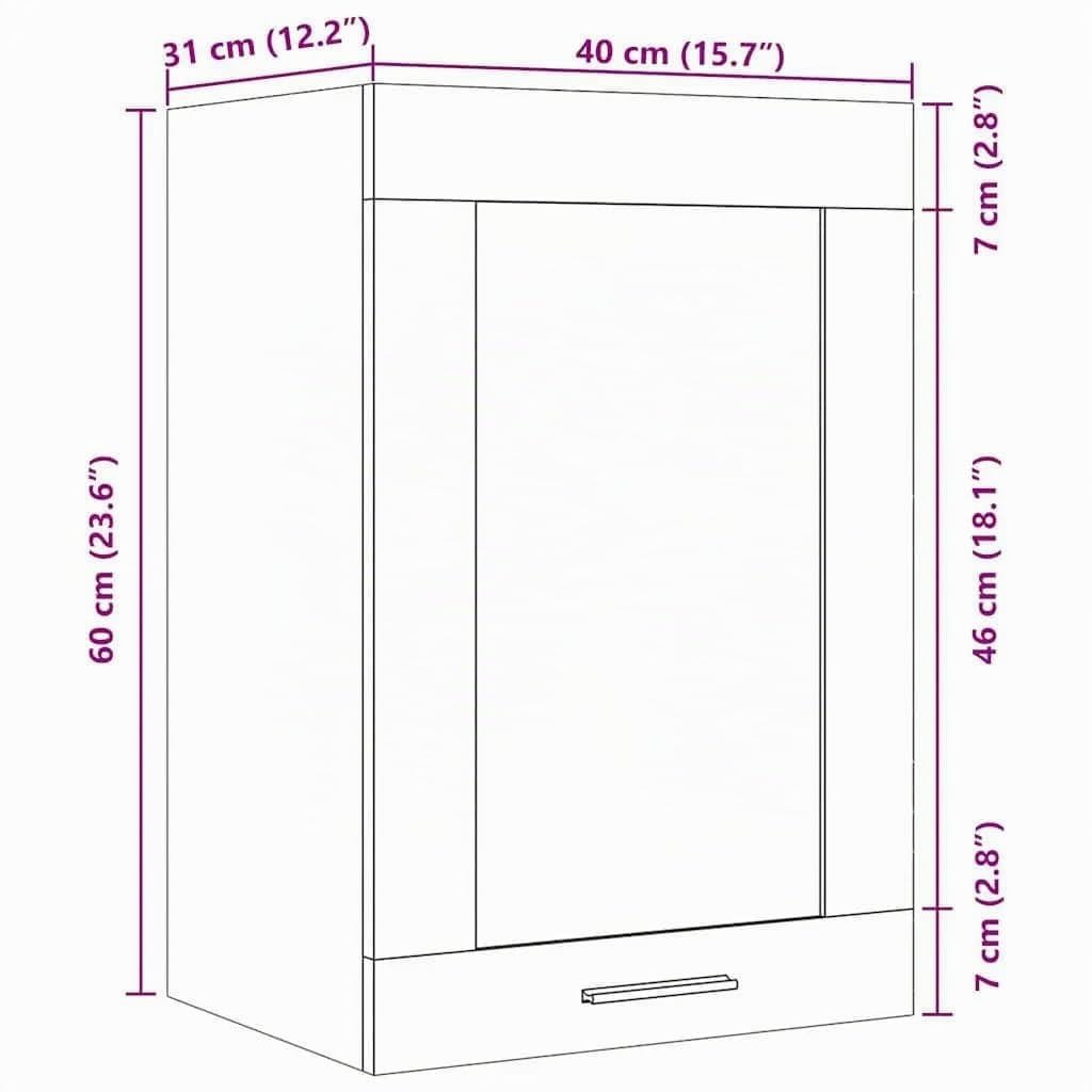 vidaXL Vitrina Colgante Lyon Roble Artesanal 40x31x60 cm Madera de ingeniería