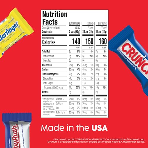 Image of Assorted Butterfinger, Crunch, and Baby Ruth Mini Chocolates, 90 count Party Pack, 32.4 oz (Pack of 2)