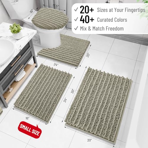 Image of Arotive Luxury Bathroom Ruuner Rugs 47x24, Extra Soft Thick Absorbent Shaggy Chenille Bath Rugs, Machine Wash Dry, Bath Mats for Bathroom Floor, Tub and Shower, Home Decor Accessories, Warm Taupe