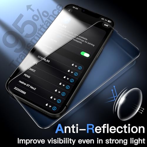 Image of JETech 9H+ Tempered Glass Screen Protector Guard for iPhone 17e (2026) / iPhone 16e, AR Anti-Reflective Coating, Anti-Fingerprint & Auto-Align Installation, Case-Friendly, 2-Pack