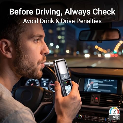 Image of MNMK Alcohol Breathalyzer Tester for Car | High Accuracy BAC Meter | USB Rechargeable Digital Alcohol Tester with LCD Display | Portable Drink & Drive Safety Device
