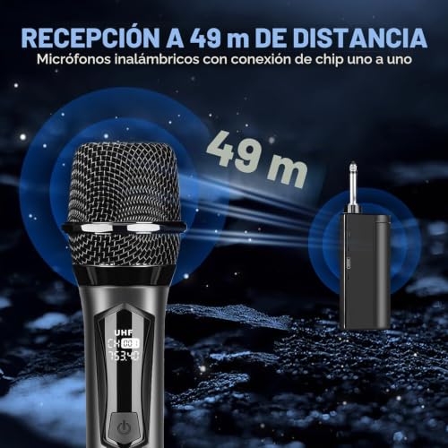 Miniatura 2 de Amfun Micrófono Inalámbrico, Microfono Inalambrico Karaoke Profesional Con Receptor, Microfono Dinámico Recargable, 160ft, Duración De 12 H, Para Karaoke, Bodas, Dj, Fiestas, Lglesias