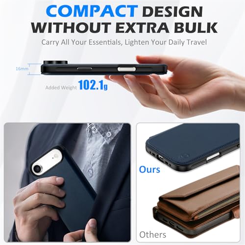 Coque iPhone Air 6,5" en cuir véritable premium marine Shieldon