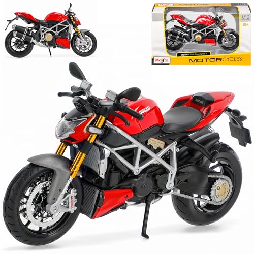 Maisto Ducati Mod Streetfighter S Rot 1/12 Modell Motorrad mit individiuellem Wunschkennzeichen
