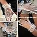 Amazleer Women's Short Lace Gloves, Mesh Tulle with Pearl Details, Formal Wedding Opera Party Wear (Standard, White, One Size)