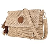 Lois - Bolsos Bandolera Mujer Rafia estilo casual elegantes. Bandolera Mujer Verano para diario moderno, Natural