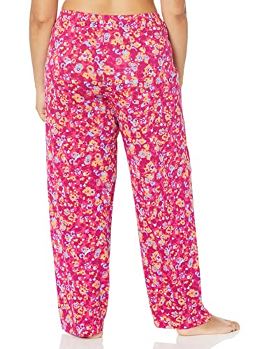 Hue Women's Plus Printed Knit Long Pajama Sleep Pant, Festival Fuchsia-Flowing Floral, 1X #TOP1