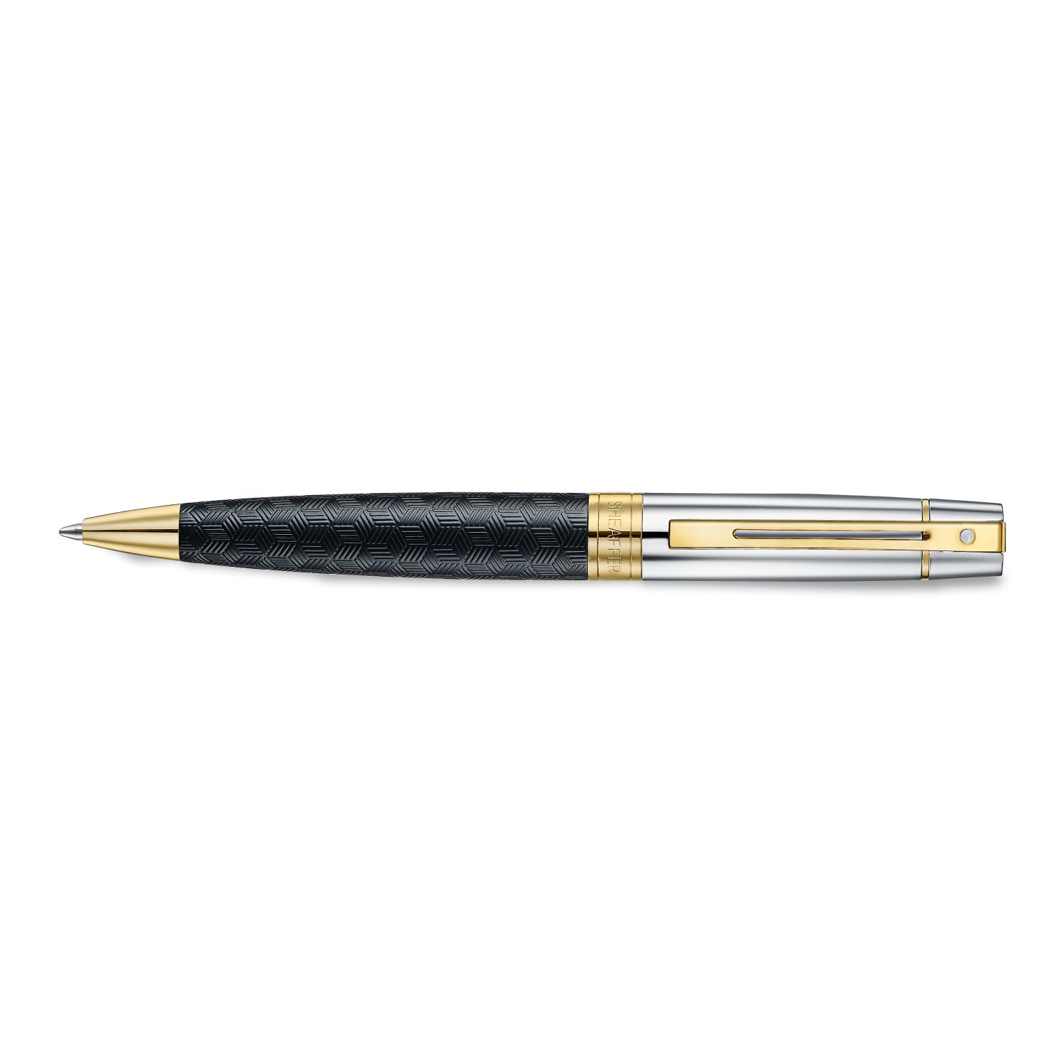 Sheaffer 300 Kugelschreiber Schwarz Graviert – Drehkugelschreiber mit Chromkappe & goldenen Akzenten, nachfüllbar, inkl. Geschenkbox, eleganter Schreibstift