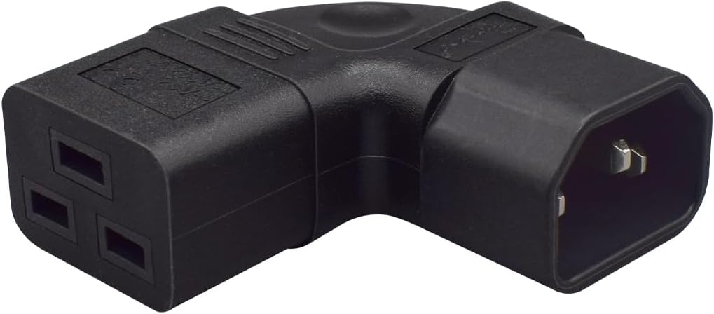 Toptekits 2-Pack IEC C14 to C19 Elbow Plug Power Converter Travel Plug Adapter, IEC 60320 C14 Male to 90 Degree Left Angle IEC C19 Female Electrical Adapter IEC Power Adapter image 3