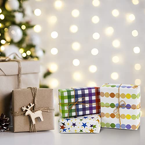 Gift Wrapping Paper 10 Sheets, Birthday Wrapping Paper For Girl, Star Polka Dots Triangle Gift Wraps Set For Birthday, Valentines Day, Christmas, Wedding, Baby Shower,19.7 X 27.6 Inch #TOP3