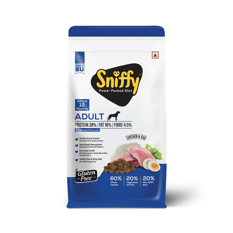 SNIFFY Adult – Chicken & Egg Adult Dry Dog Food (Age: 12 Months+) (3 kg)