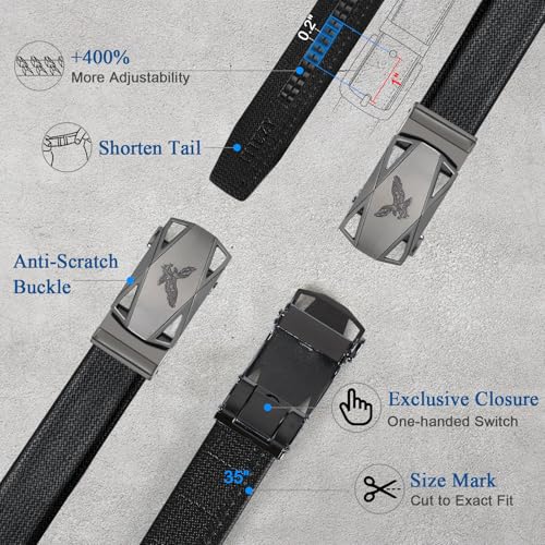 ITIEZY Ratchet Belts for Men - Mens Belts Leather Click Belt for Casual Dress 1 3/8" Adjustable Slide Belt, Cut for Exact Fit3