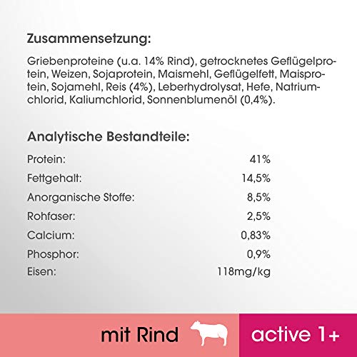 Perfect Fit Active 1+ – Trockenfutter für erwachsene, aktive Katzen ab 1 Jahr – Reich an Rind – Unterstützt die Vitalität – 4 x 1,4 kg