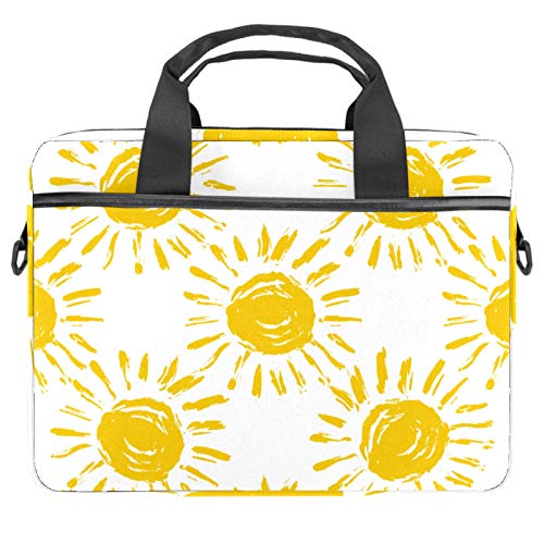 Sacoche à bandoulière jaune motif soleil pour ordinateur 13 à 14 pouces