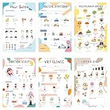 Well Tile 6 Pack Playtime Notepads 4X6 Inch-Restaurant Doctor Police Vet Coffee Salon Notepads, Imaginative Role Play,40 Sheets/Pack