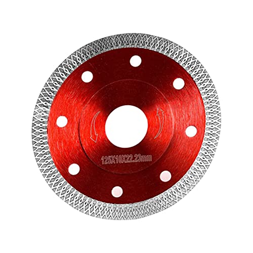 Disco de Diamante 125 mm Porcelanico Disco de Corte de 22,23 mm de Diamante Premium Cerámica Mármol Azulejo en Seco con Corte Húmedo para Gres Porcelánico (125mm, Rojo) Cover