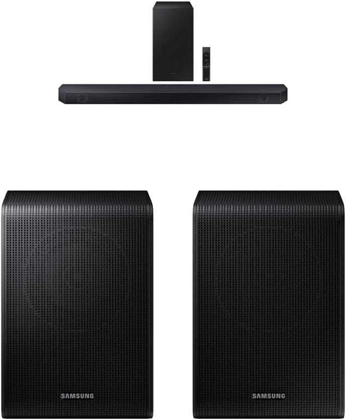 Samsung HW-Q60C 3.1ch Soundbar w/Dolby Audio, Q-Symphony, Adaptive Sound Lite, HDMI eARC, Game Mode, Bluetooth,(Newest Model) + SAMSUNG SWA-9200S Wireless Rear Speaker Kit, Latest Model