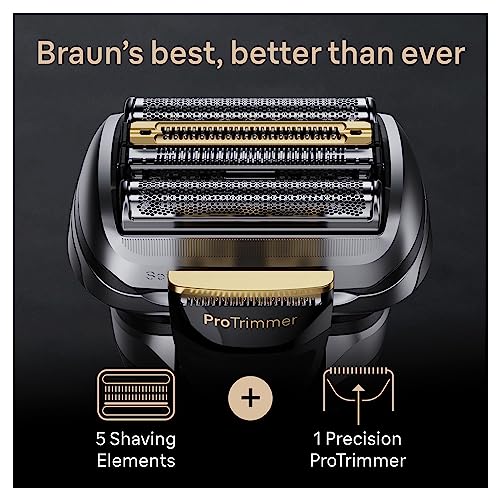 Braun Electric Shaver for Men 9 PRO+ Series, 5 Pro Shave Elements & Precision Long Hair ProTrimmer, SmartCare Center, Wet & Dry Electric Razor with 60min Runtime, Made in Germany, 9465cc, Graphite - Image 5