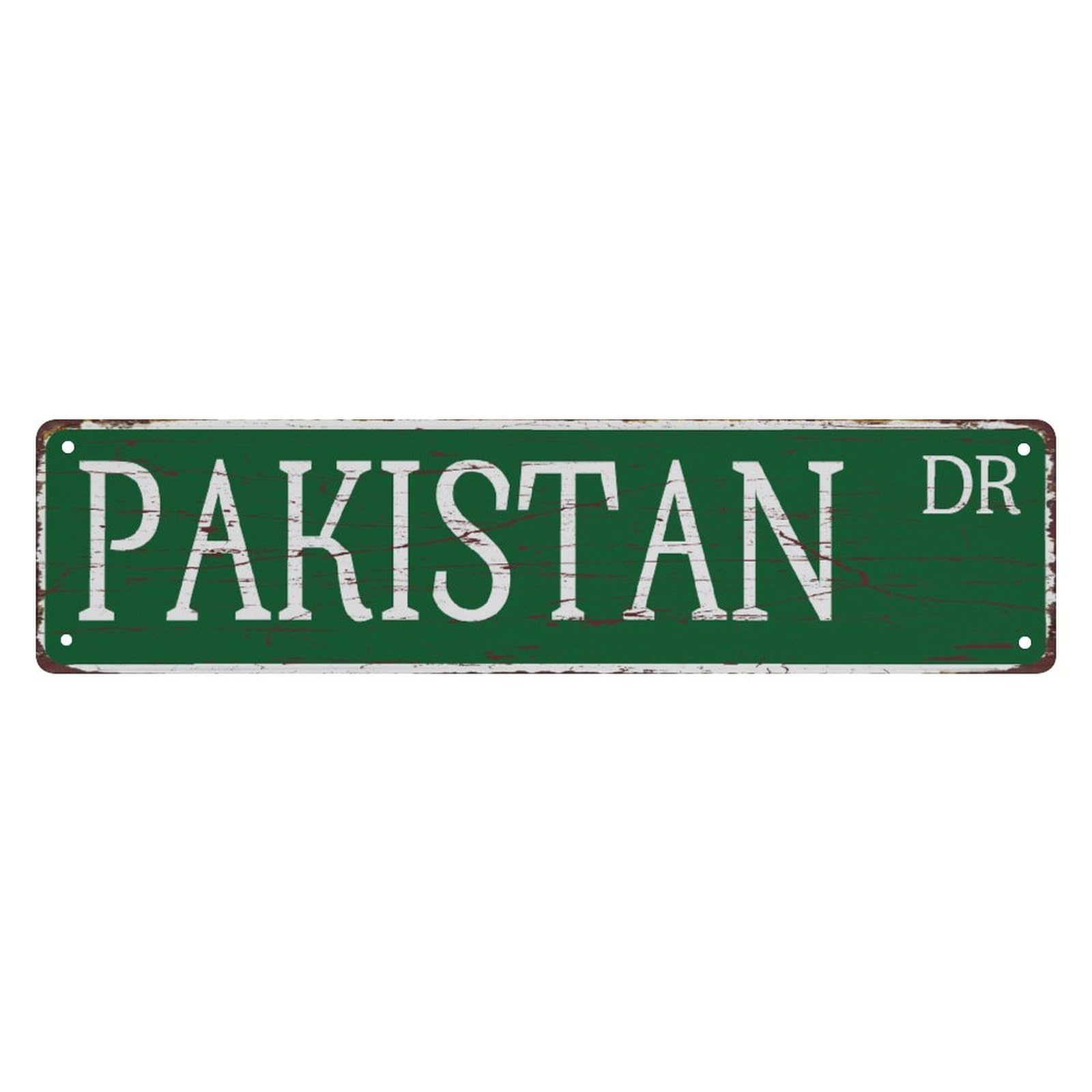 peiyeety Vintage Metal Tin Sign Decorative Wall Art Pakistan Dr Themed Street Sign, Rustic Style, Durable Waterproof Rustproof, For Home, Country Decor, Easy To Mount, 4x16 Inch