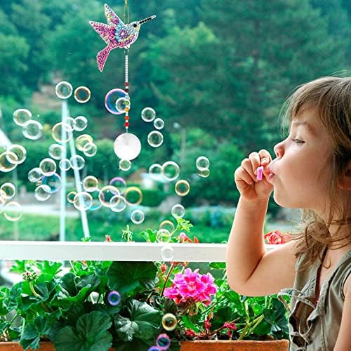 TOKIISHE 2 Pcs Sun Catchers for Windows Crystals Pendant, 5D Diamond DIY Hummingbird Ornament Rhinestones Painting with Crystals for Garden Hanging Decoration