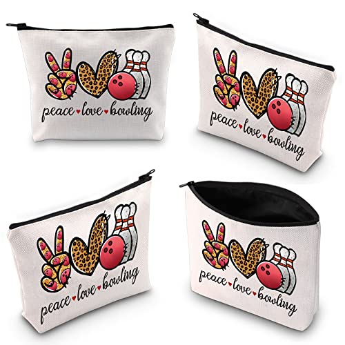 Wzmpa Bowling Cosmetic Makeup Bag Bowling Lover Gifts Peace Love Bowling Ball Zipper Pouch For Women Girls (Peace Love Bowling) #TOP5