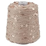 FREEBLOSS 656 Yards (Ca. (91) cm) Schimmerndes Paillettengarn Aus 100% Baumwolle Funkelndes Paillettengarn Zum Häkeln Stricken Weben 200g (Beige)