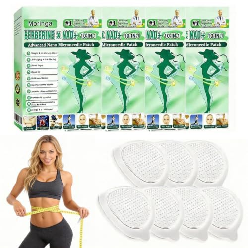 Aliyuhao 28 Pièces Moringa x Berberine Patch 10-en-1 Patches Minceur Berberine，Patch Nano Microneedle Minceur， patchs de soin du corps adaptés aux hommes et aux femmes