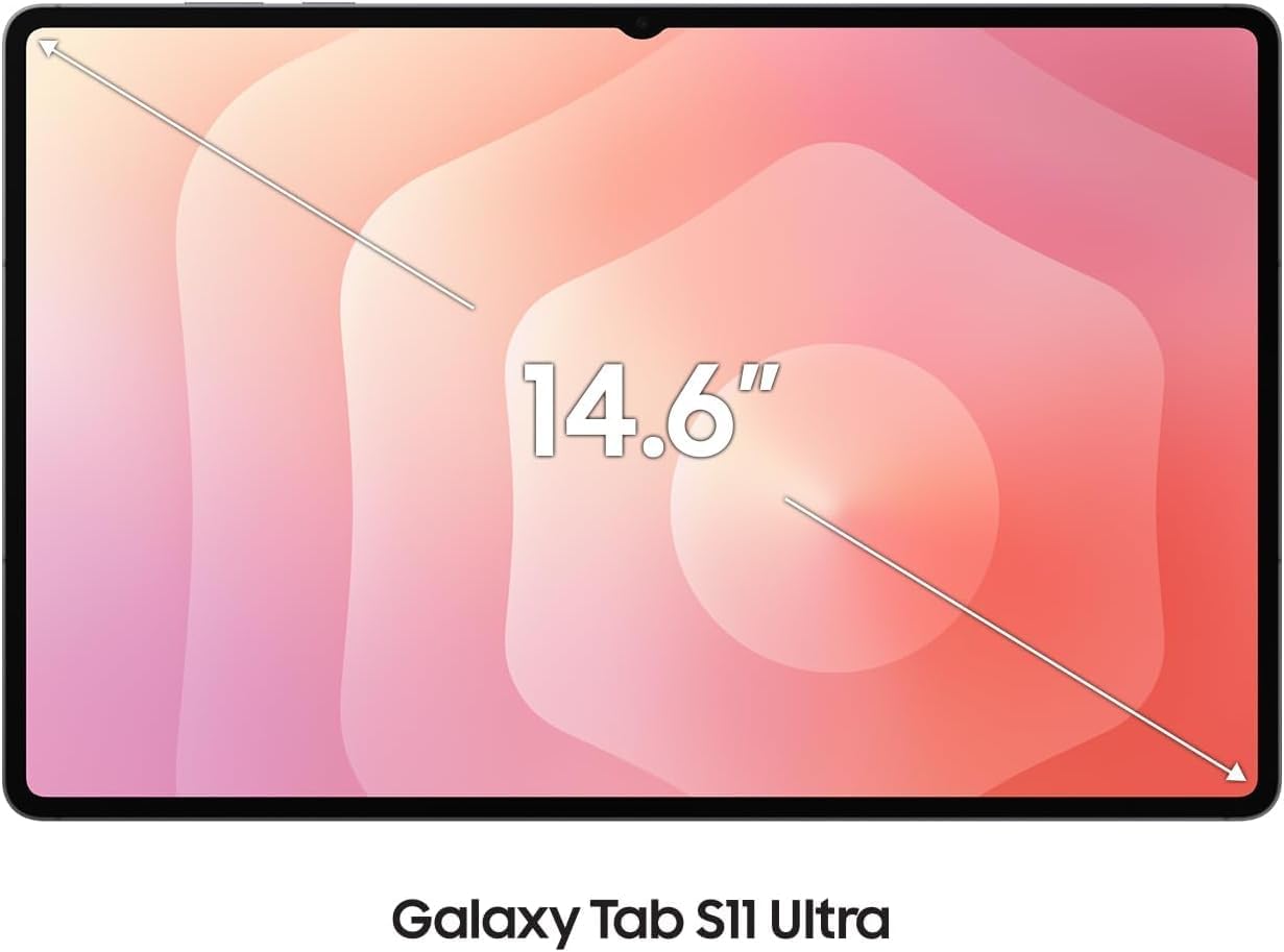 Samsung Galaxy Tab S11 Ultra Artificial Intelligence (AI) Tablet, WiFi, 12GB RAM, 512GB Storage, Gray, 14.6 Inch, 120Hz Display, Includes S Pen, IP68 (Renewed)