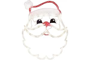 18" Lighted Claus Christmas Window Silhouette Decoration, Santa Face, Red