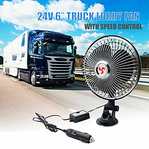 Baceyong Oscylacyjny wentylator chłodzący do samochodu ciężarowego, 12 V/24 V, 6", do użytku na zewnątrz, na kemping, do samochodu, uchwyt na deskę rozdzielczą, chłodzenie obrót o 360 stopni