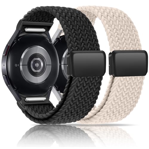 chinbersky Nylon Tressé Bracelet Compatible avec Samsung Galaxy Watch 7/6/5/4 Bracelet 40mm 44mm/Galaxy Watch 5 Pro/Galaxy Watch 6 4 Classic Bracelet Femme Homme, Magnétique Bracelets Elastique