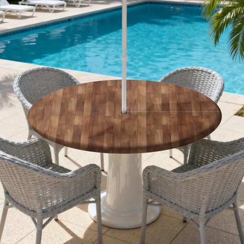 ARTSGOO Outdoor Tablecloth with Umbrella Hole and Zipper Waterproof Round Fitted Tablecloth with Elastic Edge, Wipeable Outdoor Table Cover for Patio, Garden, Picnic Fits 37-44" Round Tables by ARTSGOO - Used condition - Image 8