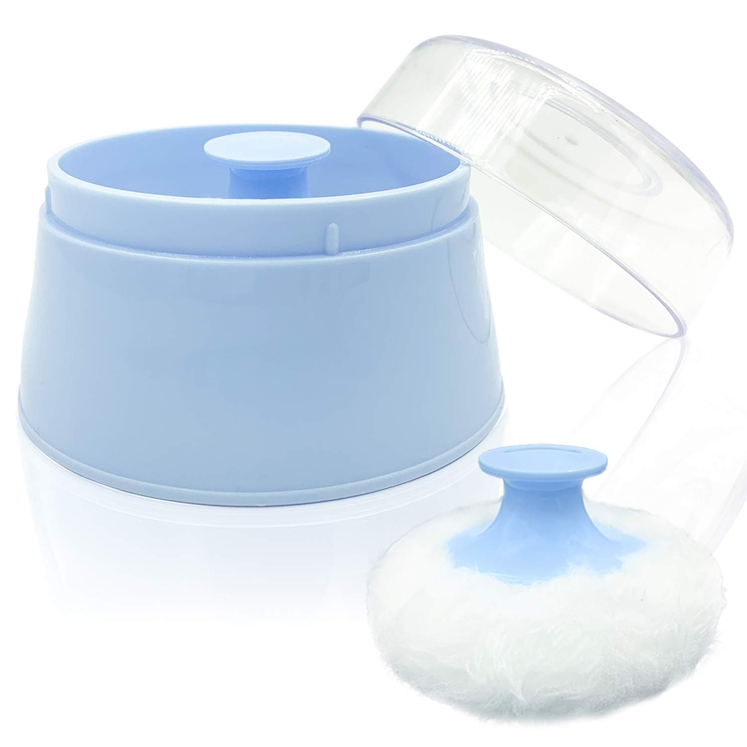 Bpa Free Baby Powder Puff Box,Large 2.8" Fluffy Body After-Bath Powder Case,Baby Care Villus Powder Puff Container,Makeup Cosmetic Talcum Powder Container With Hand Holder (Blue) - 1 Count-image-41