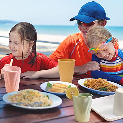 Ruibolu Wheat Straw Cups 6 Pcs Plastic Cups 12 Oz Unbreakable Drinking Cup Reusable Dishwasher Safe Water Glasses With 6 Colourful, Microwave Dishwasher Safe, Bpa Free (Cup-6Pack) #TOP7