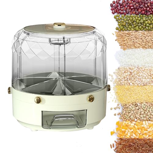 Secchio di riso rotante - del distributore di cereali per controsoffitto | Presentazione di alimenti a secco multi-griglia con design rotante liscio per un facile accesso a riso, fagioli, snack
