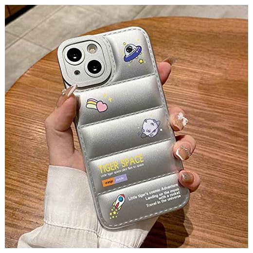 Dunjacka Astromuat Fodral För iPhone 13 12 11 Pro Max X XS XR 7 8 Plus Stötsäkert vågmönster Silikon Mjukt bakskal,Silver,För iPhone SE 2020