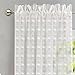 DriftAway Lily White Voile Sheer Window Curtains for Kids Nursery Room Embroidered with Pom Pom Rod Pocket 2 Panels Each Size 52 Inch by 84 Inch Soft Pink