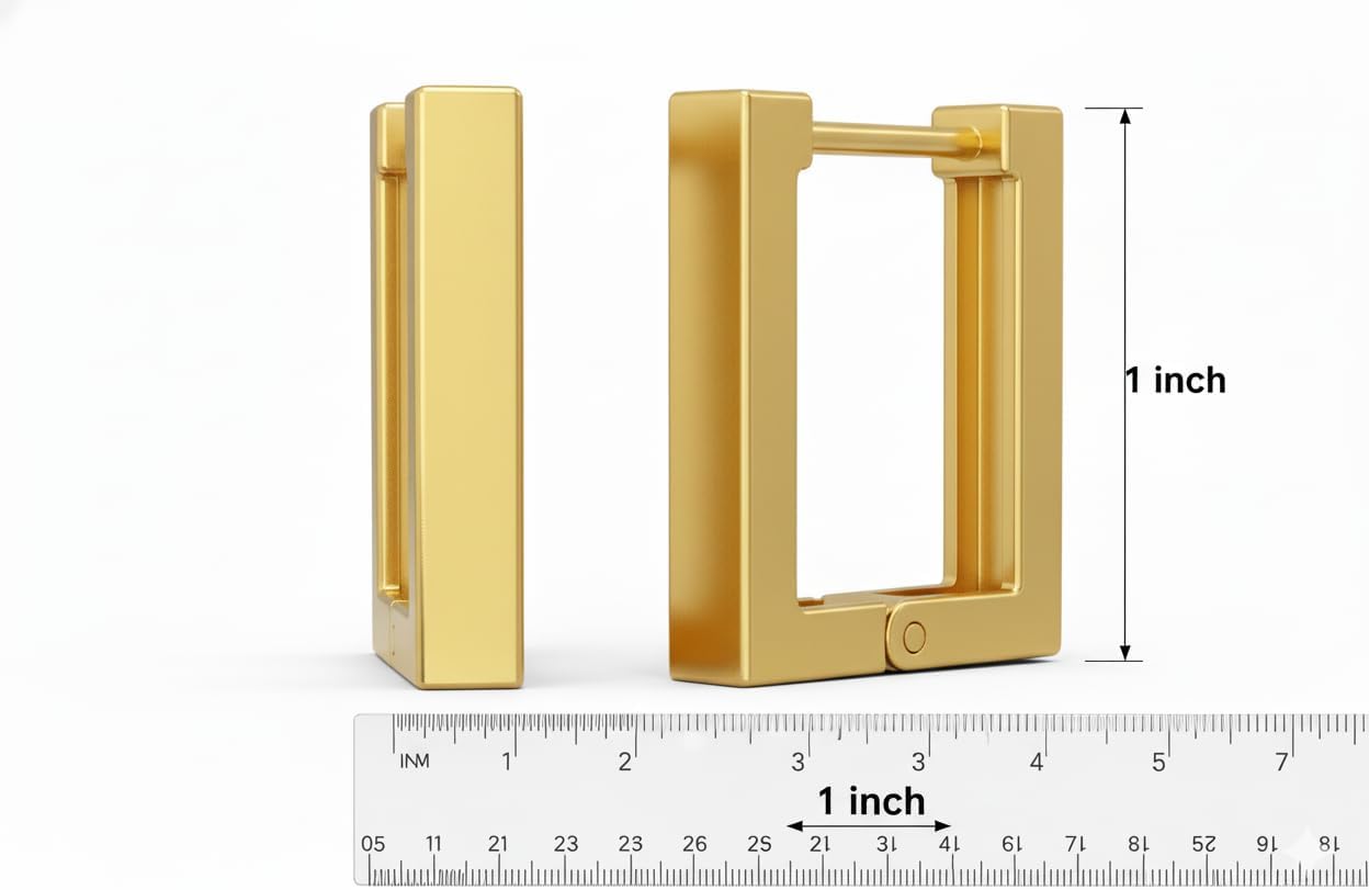 Gold Hoop Earrings for Women Trendy 14k Gold Plated 925 Sterling Silver Post Lightweight Small Thick Square Hoops Earring Hypoallergenic Birthday Valentines Gifts Jewelry - Image 7