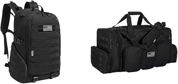 K-Cliffs Tactical Range Duffel Heavy Duty Travel Bag Quality Sport Gear Gym Tote Molle Lockable With US Patch 33" Duffel + Backpack