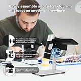 Andonstar AD203 przenośny ręczny mikroskop cyfrowy, kieszonkowy mikroskop z ekranem o przekątnej 4", dla dzieci i dorosłych, czarny metalowy uchwyt, mikroskop na monety USB, obsługuje komputer