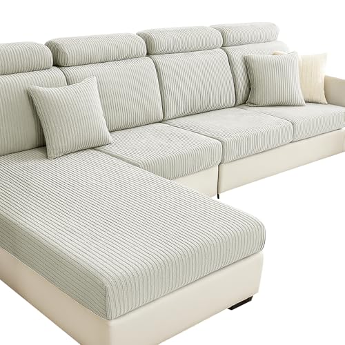 Sectional Couch Covers for 4 Pieces,Separate L Shape Couch Cover,Washable Stretch Sofa Slipcovers,Couch Cushion Covers Furniture Protectors for Pets (3 Seater + 1 Chaise) (Light Grey) by Mdtrade - Used condition - CA$44.99