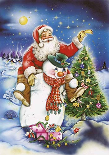 5D Diamond Painting DIY Full Drill Rhinestones, ABEUTY Santa Christmas Snowman Tree Moon Stars, Paint with Diamonds Crystal Diamond Art Kits (Santa 2)