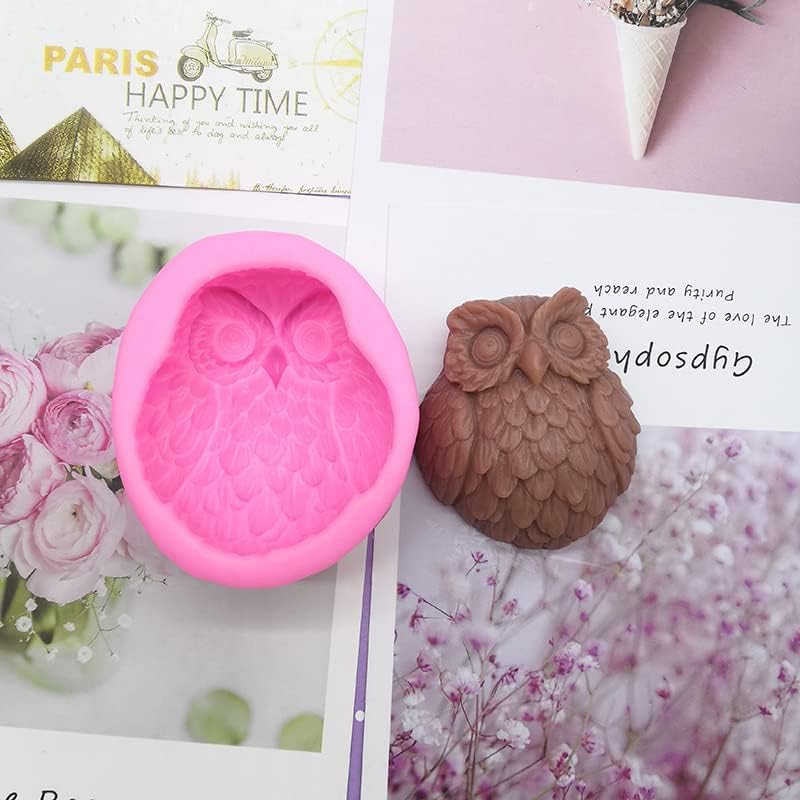 Miniatura 4 de 2 moldes de silicona para jabón de búho para hacer jabón hecho a mano, pasteles, chocolate, arcilla de yeso, ornamento, fabricación de velas