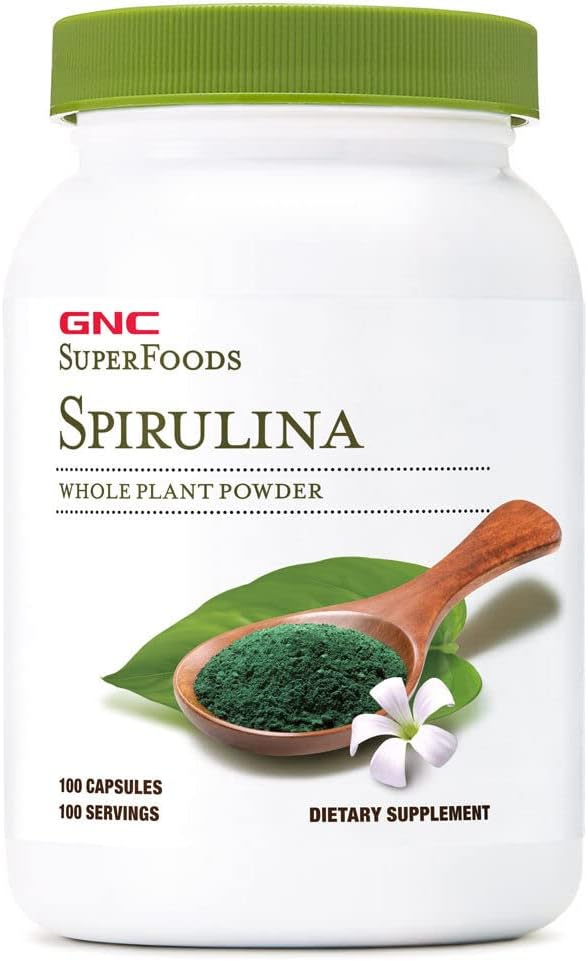 GNC SuperFoods Spirulina Whole Plant Powder Capsules 100