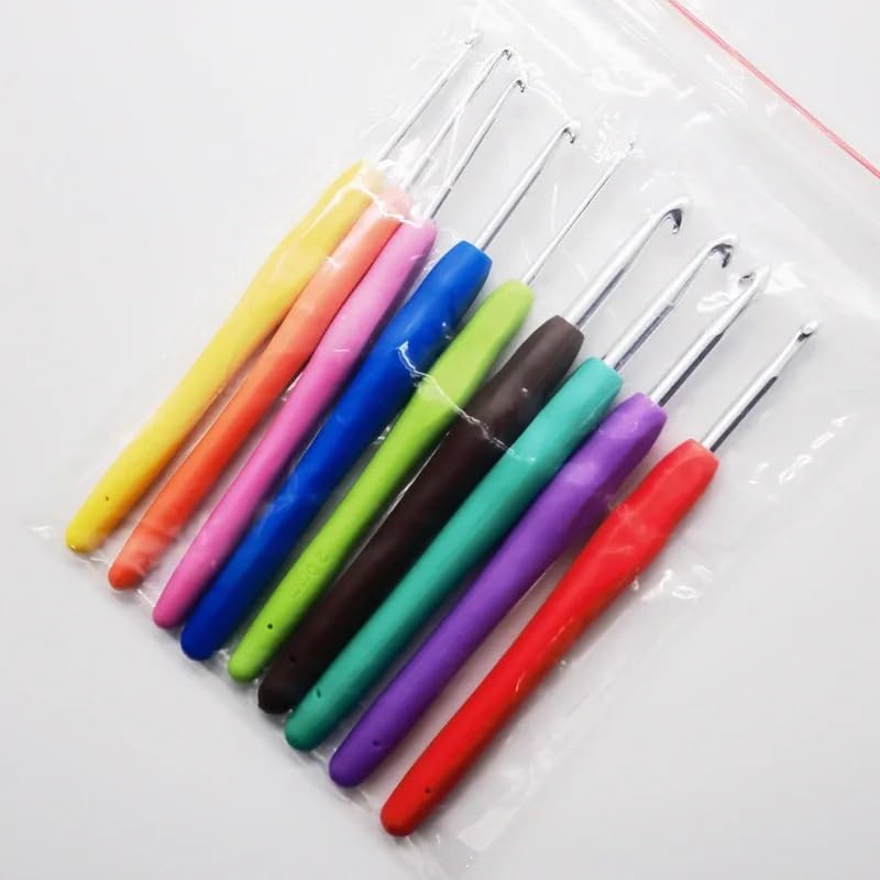 Juego de Ganchos Ganchillo con Mango Suave, 12 Uds., Hilo ergonómico Metal sólido for Tejer, Herramientas artesanales