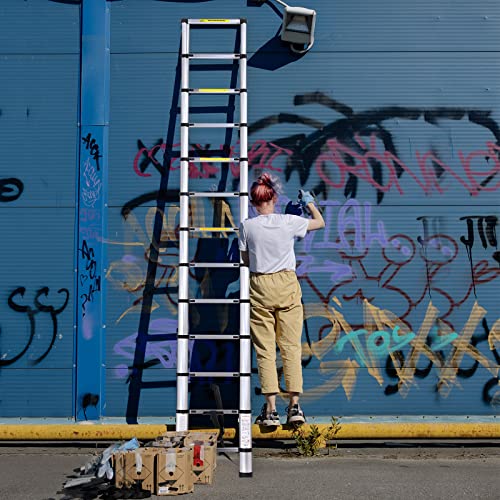 Telescoping Ladder 12.5 Ft, Aluminum Extension Ladder Light Weight,Collapsible Ladder, 330 Pound Capacity 12.5Ft #TOP4