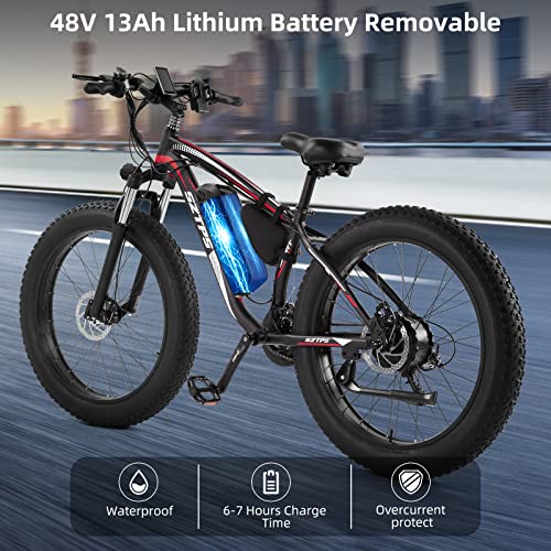26" Electric Bike, Electric Bike For Adults, 48V 13Ah Battery,30Mph Ebike Adult Electric Mountain Bicycles, Suspension Fork,21 Speed Gears #TOP4